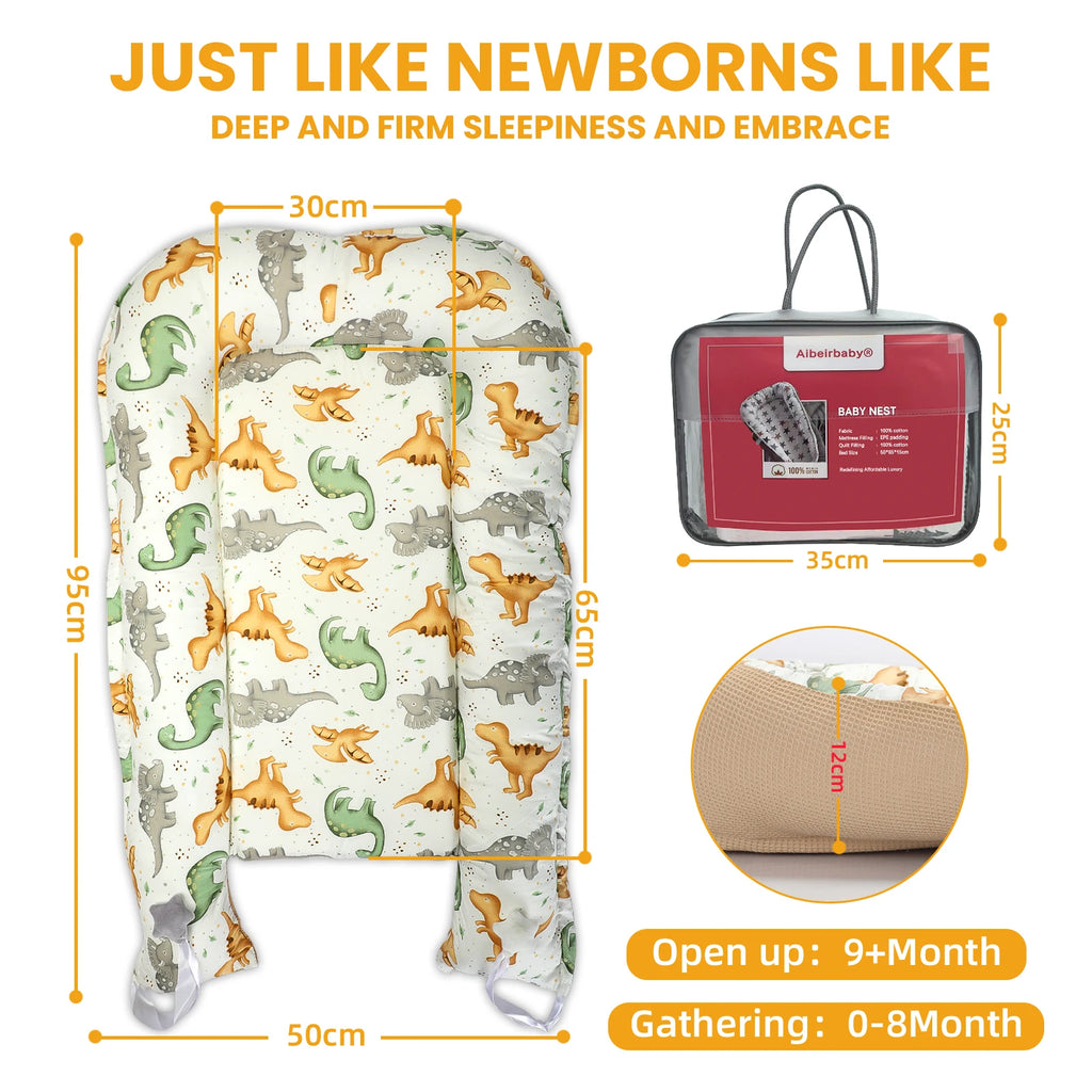 Multifunctional Cuddly Nest Baby Nest Cocoon For Babies And Infants, Travel Cot, 100% Cotton,Anti-Allergic, Padded Easy To Carry