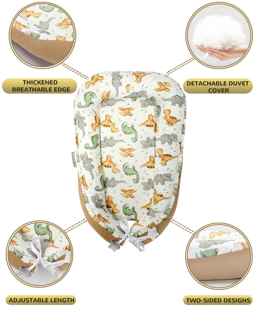 Multifunctional Cuddly Nest Baby Nest Cocoon For Babies And Infants, Travel Cot, 100% Cotton,Anti-Allergic, Padded Easy To Carry