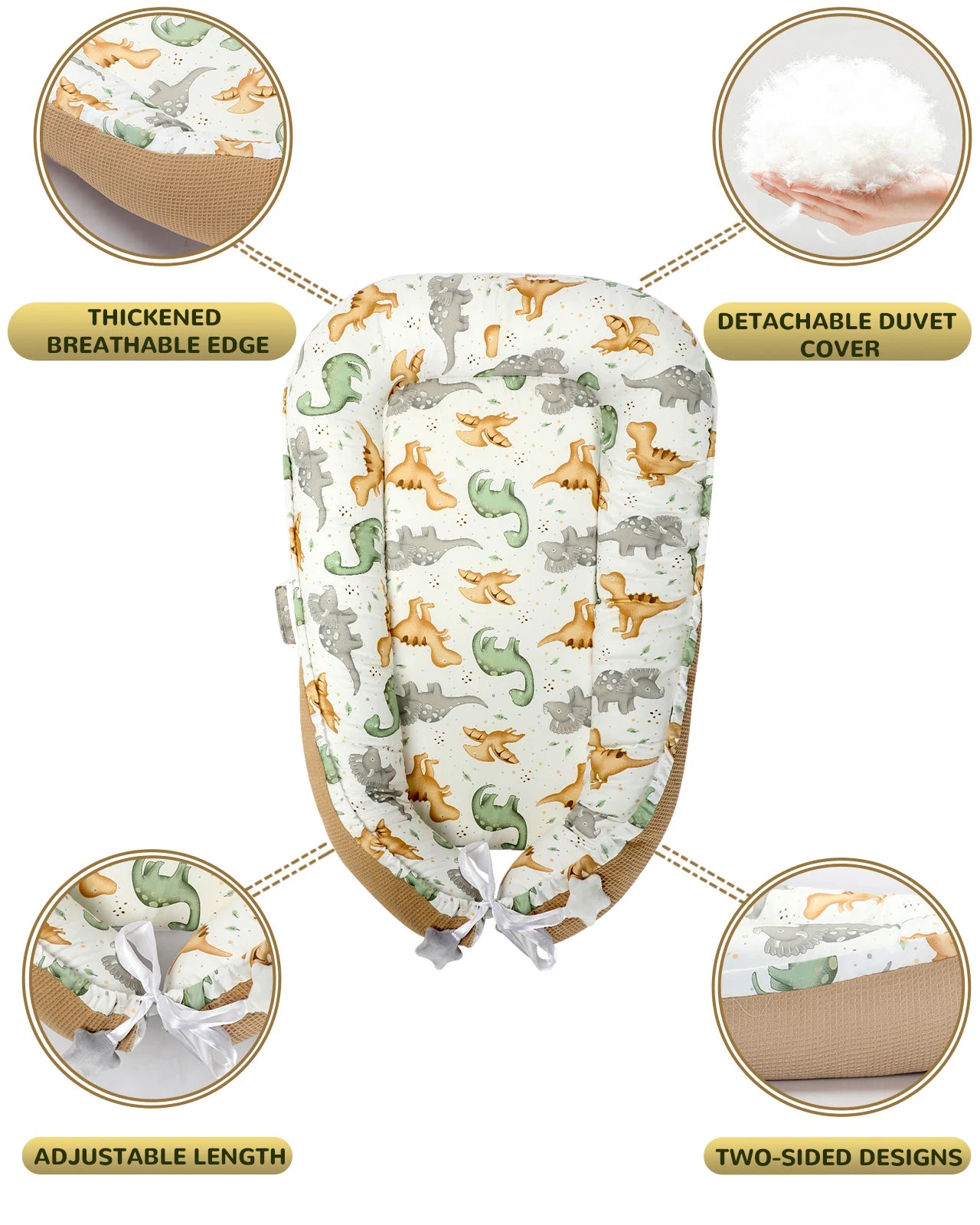 Multifunctional Cuddly Nest Baby Nest Cocoon For Babies And Infants, Travel Cot, 100% Cotton,Anti-Allergic, Padded Easy To Carry