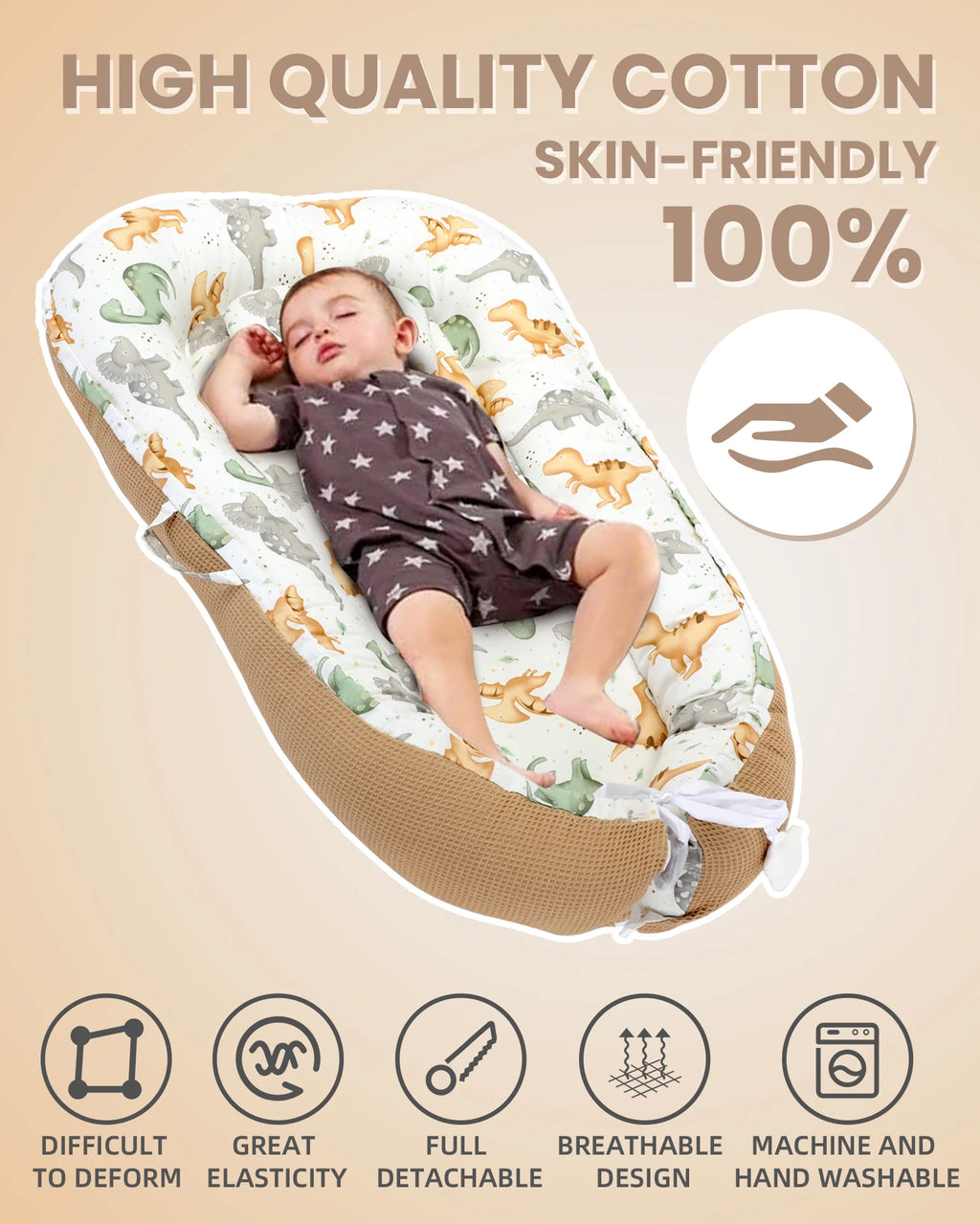 Multifunctional Cuddly Nest Baby Nest Cocoon For Babies And Infants, Travel Cot, 100% Cotton,Anti-Allergic, Padded Easy To Carry