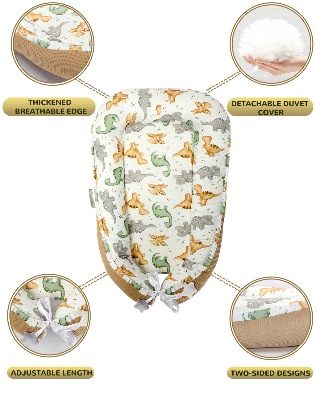 Multifunctional Cuddly Nest Baby Nest Cocoon For Babies And Infants, Travel Cot, 100% Cotton,Anti-Allergic, Padded Easy To Carry