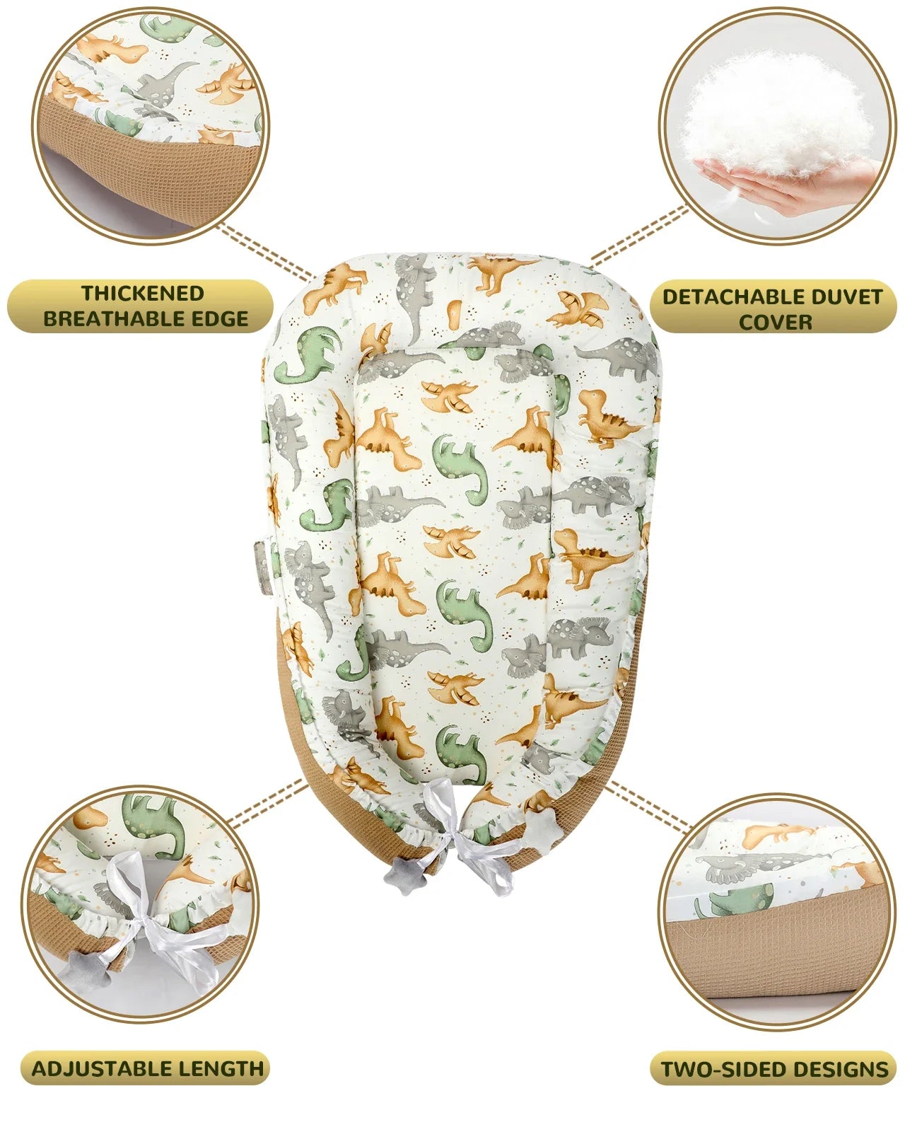 Multifunctional Cuddly Nest Baby Nest Cocoon For Babies And Infants, Travel Cot, 100% Cotton,Anti-Allergic, Padded Easy To Carry